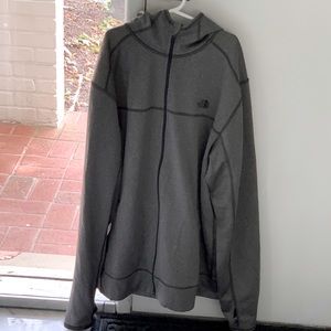 North Face gray and black zip up.